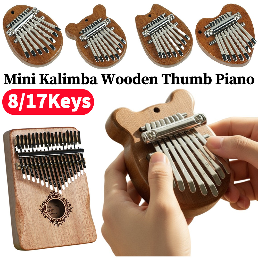 Musical Instrument For Beginners - Mini Kalimba en bois 8/17 touches,