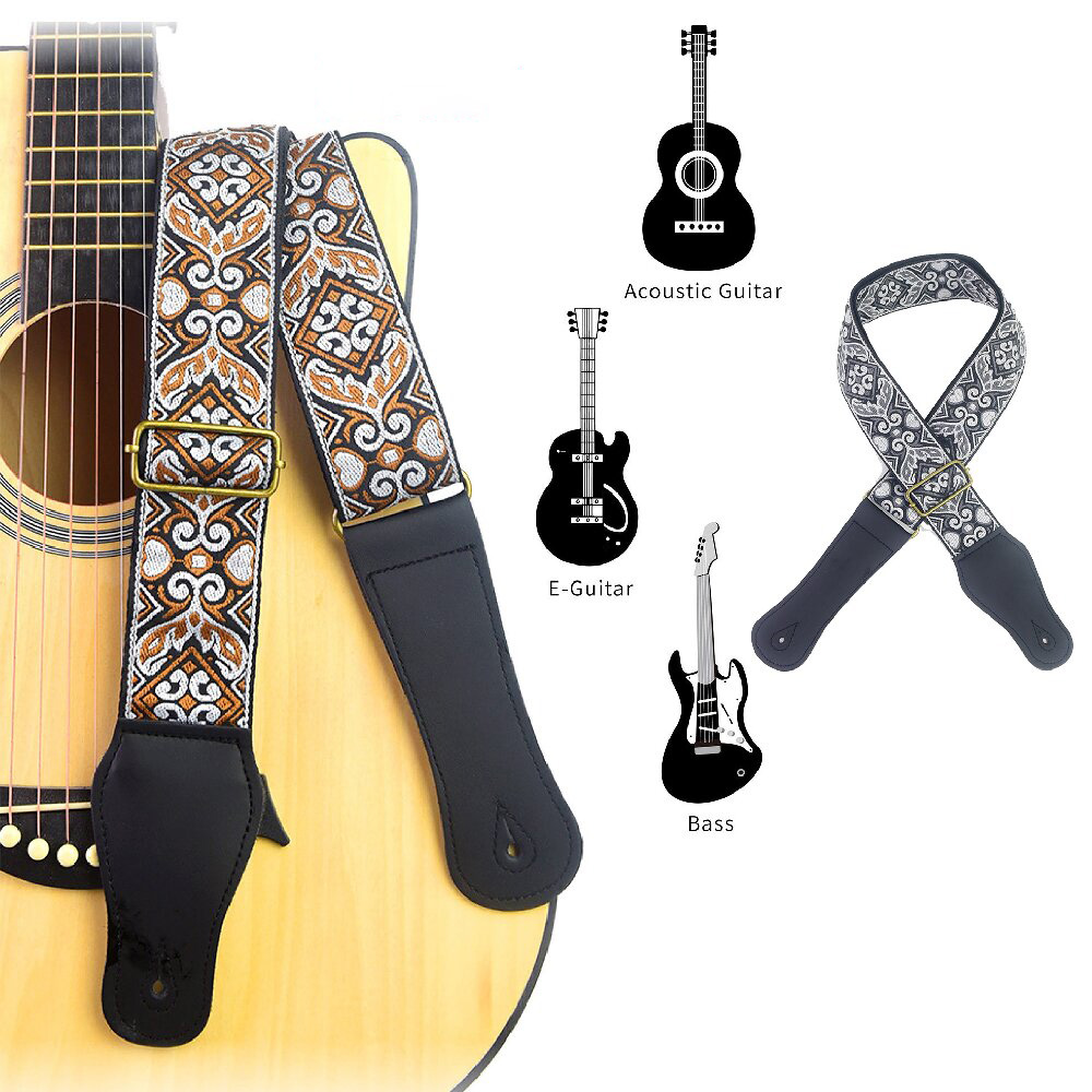 Musical Instrument Note - Sangle de guitare brodée, imprimée, style