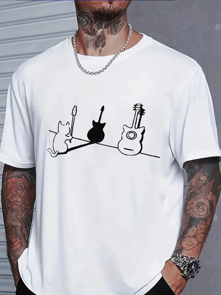 T-shirt en coton à manches cou - Musical Instrument Poster avis et prix
