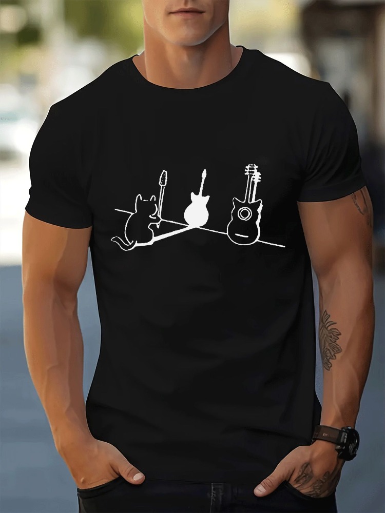 T-shirt en coton à manches cou - Musical Instrument Poster avis et prix