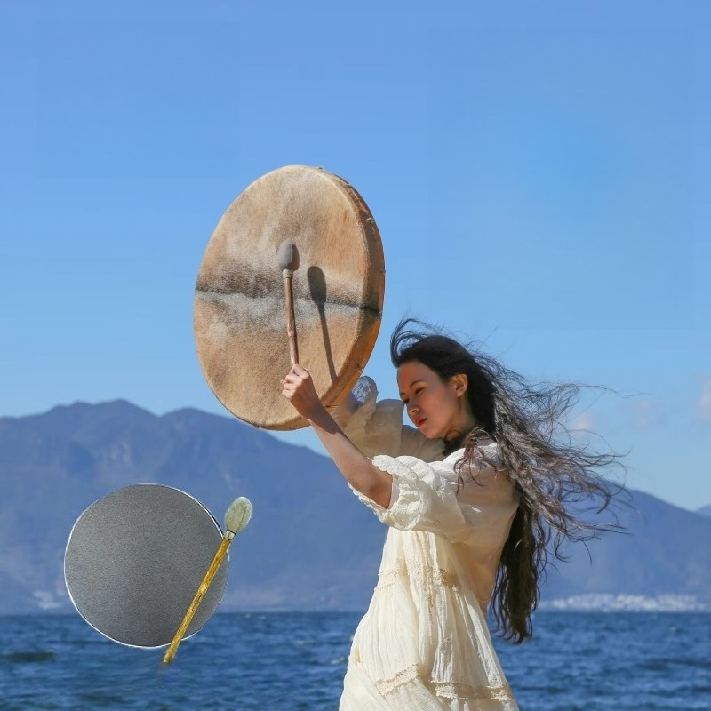 Tambour chamanique cercle peau - Musical Instrument Of India avis et prix